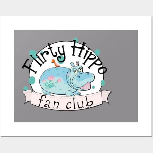 Small World Flirty Hippo Fan Club Wall Art by WearInTheWorld